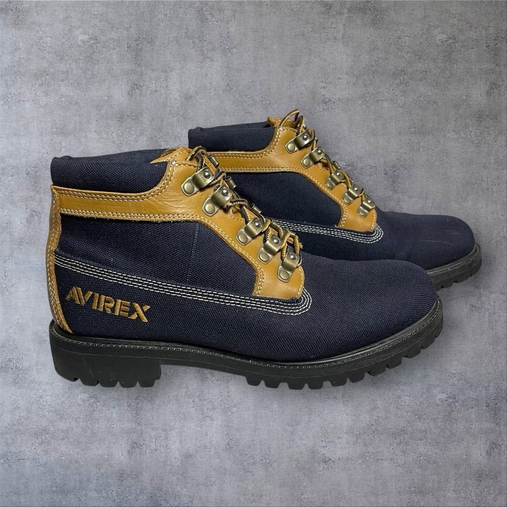 Vintage Avirex Lace‎ Up Chukka Boots Mens 8 Y2K Grunge Hip Hop Leather Canvas